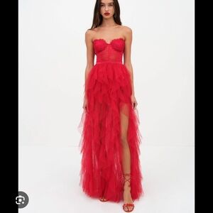 For Love And Lemons Strapless Red Dress
